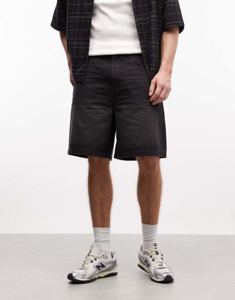 COLLUSION - Denim short met halfhoge taille in zwart met wassing - view 1