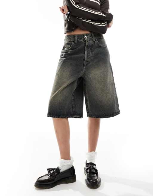 COLLUSION denim skater jorts in dirty wash | ASOS