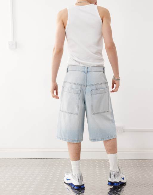 COLLUSION denim skater jorts in lightwash