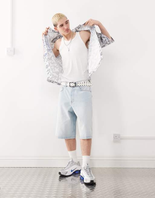 COLLUSION denim skater jorts in lightwash