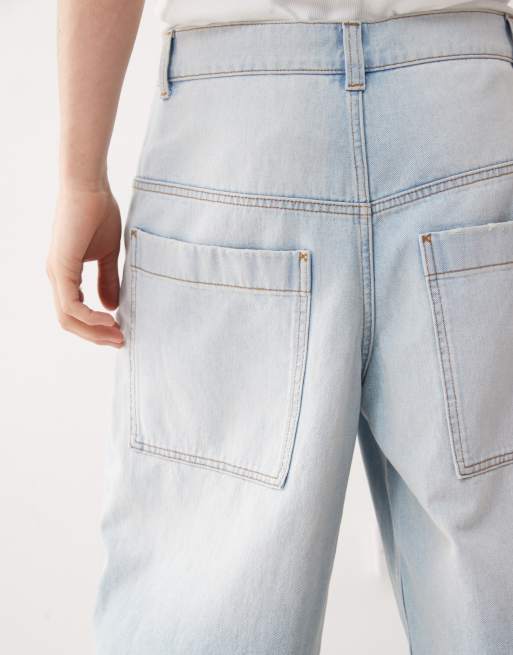 COLLUSION denim skater jorts in lightwash