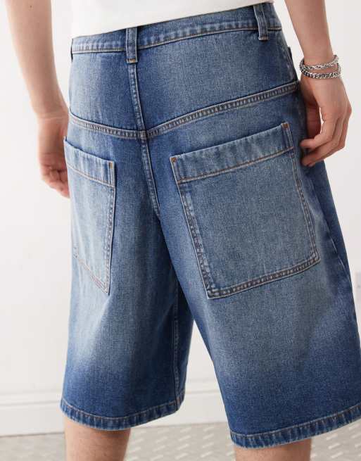 COLLUSION denim skater jorts in midwash