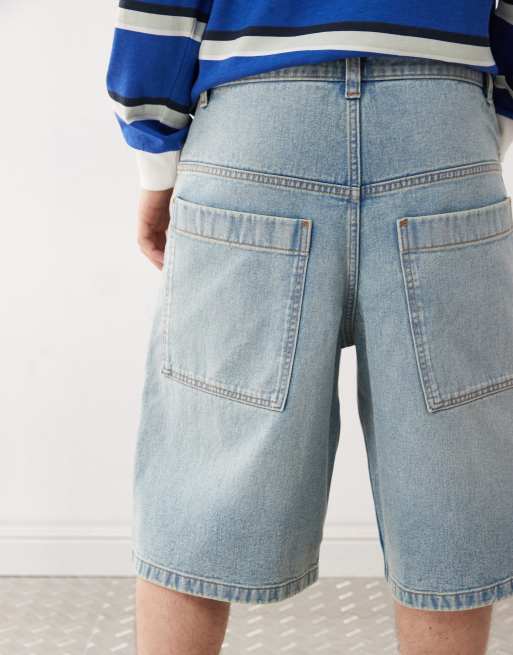 COLLUSION denim skater jorts in vintage wash, 3 of 5