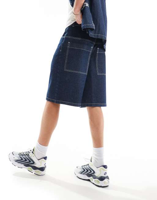COLLUSION denim skater jorts with contrast stitch in rinsewash