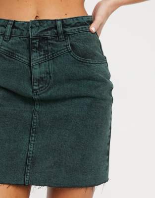 dark green denim skirt