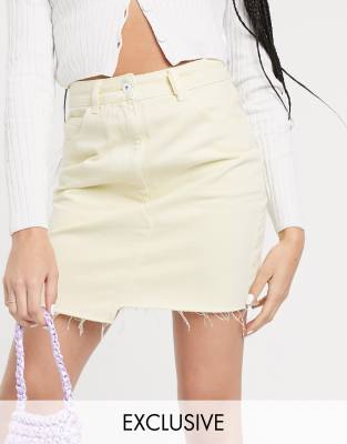 COLLUSION denim skirt in yellow