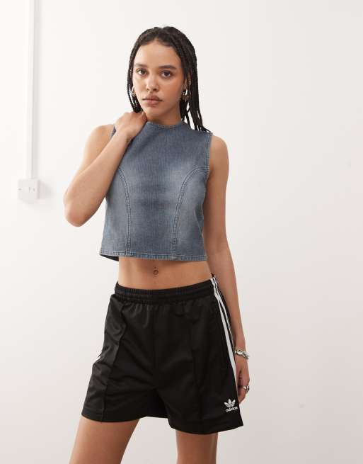 COLLUSION denim tank top in mid blue, 3 of 4