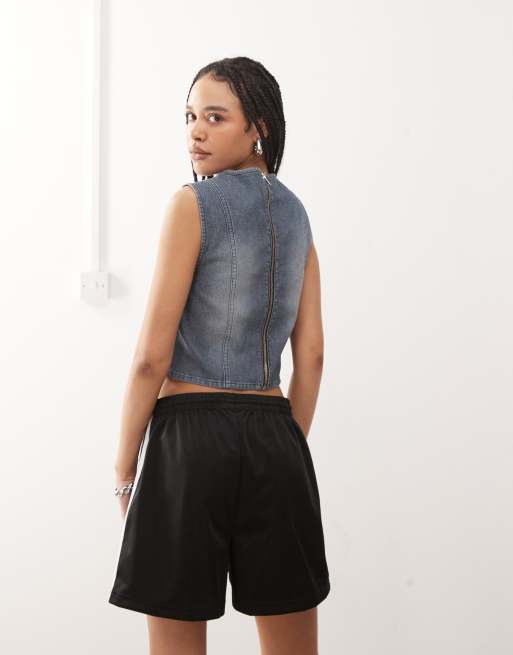 COLLUSION denim tank top in mid blue, 4 of 4
