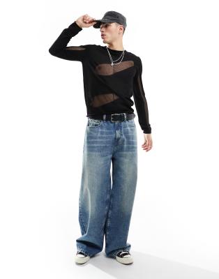 COLLUSION distressed knit sweater in black