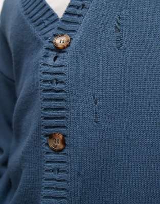 Collusion Distressed Oversized Cardigan In Blue