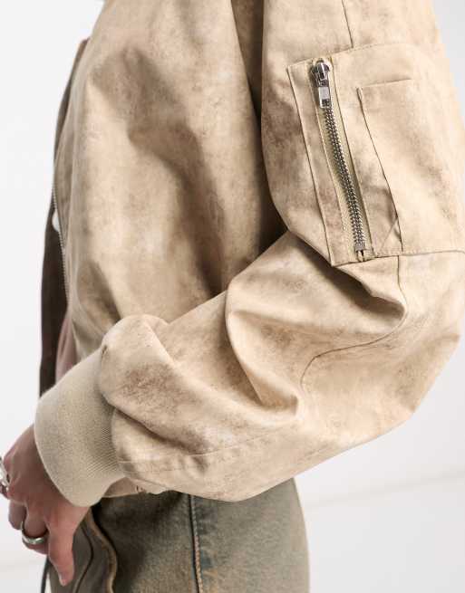 Distressed clearance bomber jacket