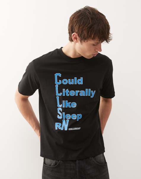 COLLUSION – Dopasowany czarny T-shirt z grafiką - view 1