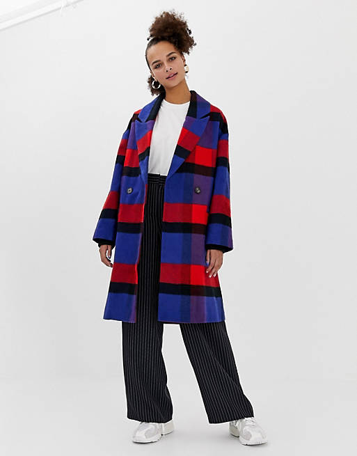 COLLUSION double breasted check coat | ASOS