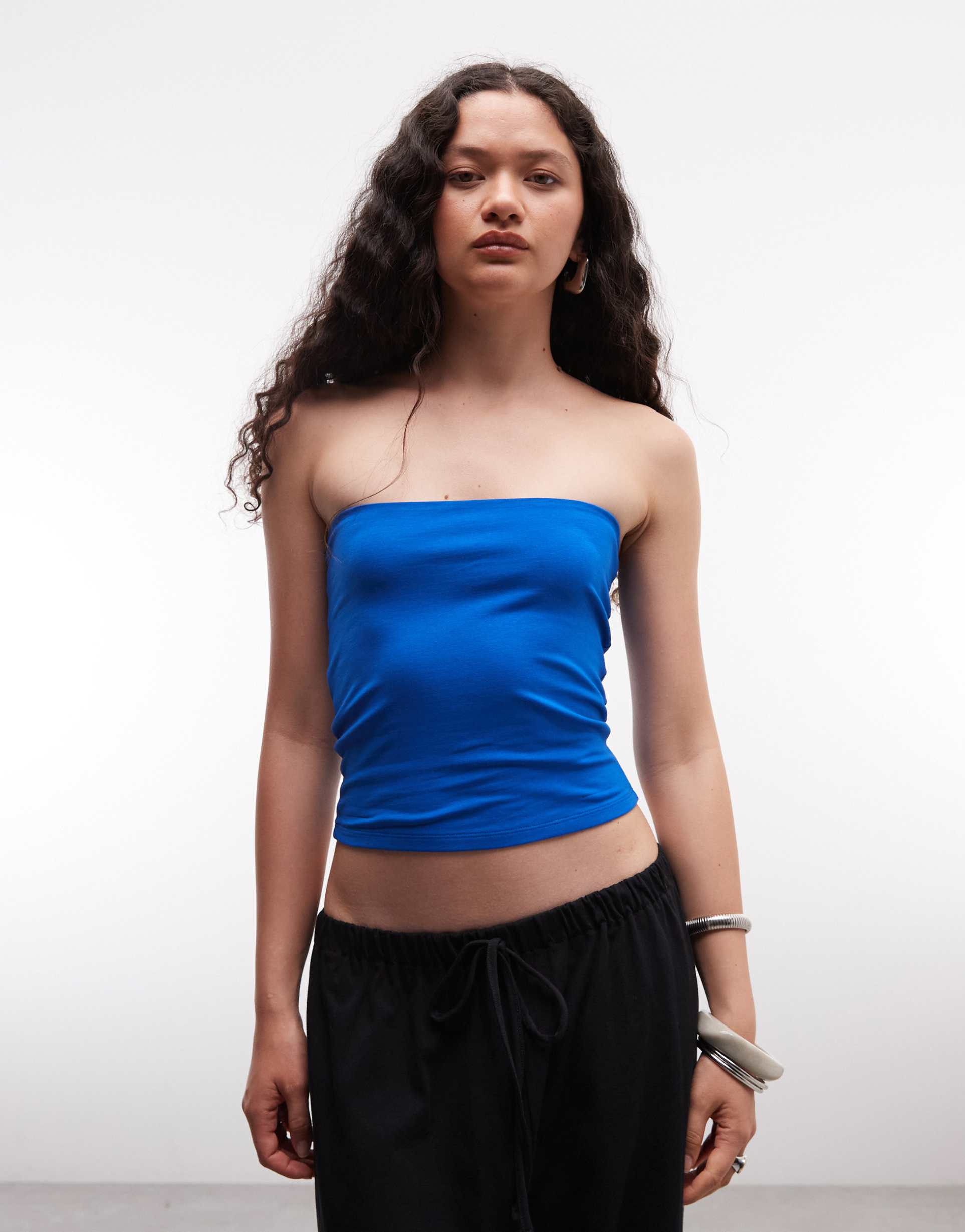collusion double layer bandeau top in blue