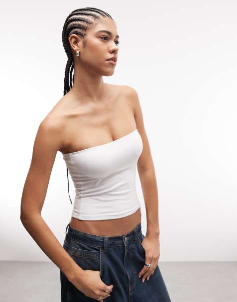 COLLUSION double layer bandeau top in white - view 1