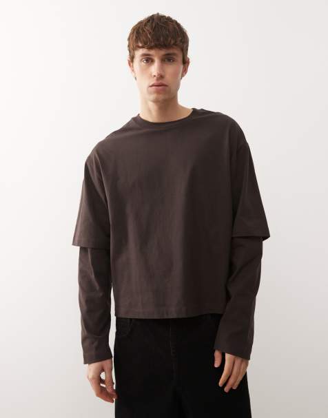 COLLUSION Double layer boxy t-shirt in brown