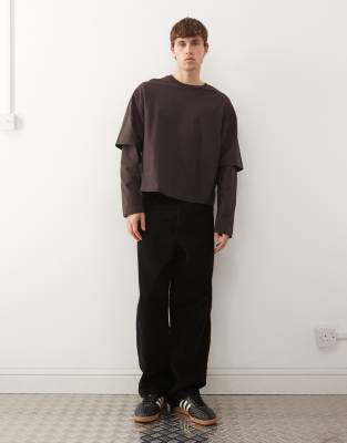 Collusion Double Layer Boxy T-shirt In Brown