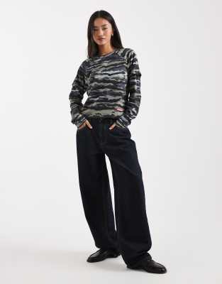 Collusion Double Layer Camo Long Sleeve Tee-multi In Multi