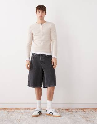 Collusion Double Layer Henley T-shirt In Neutral