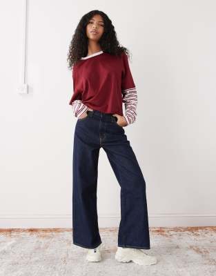 Collusion Double Layer Long Sleeve T-shirt In Red