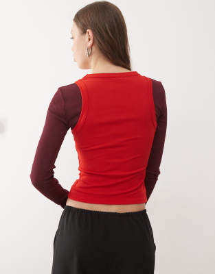 Collusion Double Layer Mesh Top In Pink