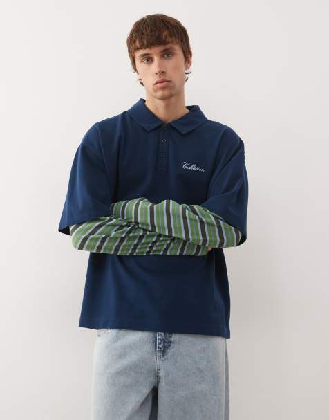 COLLUSION Double layer polo t-shirt in multi - view 1