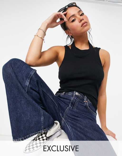 COLLUSION double layer rib tank in black