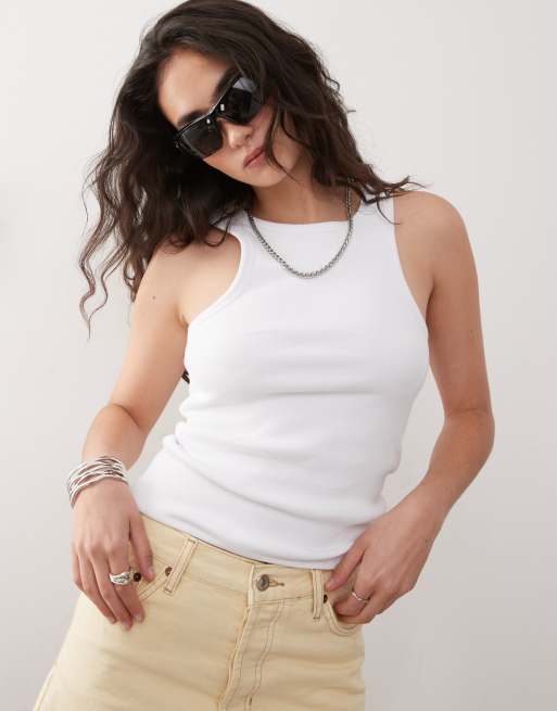 COLLUSION double layer structured racer vest in white