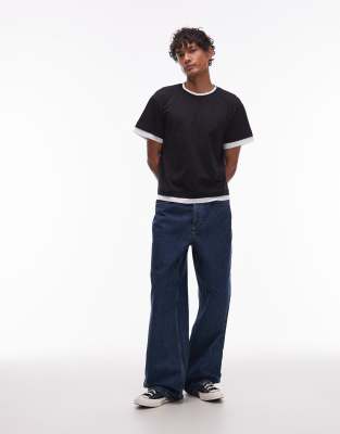 Collusion Double Layer T-shirt In Black