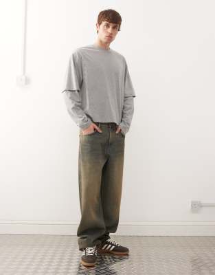 Collusion Double Layer T-shirt In Gray