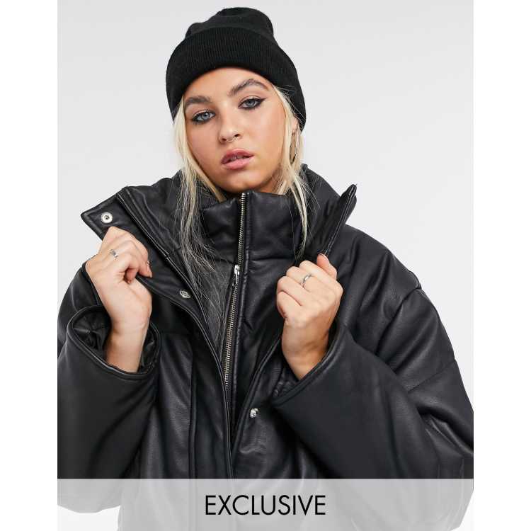 Black shop pu puffer