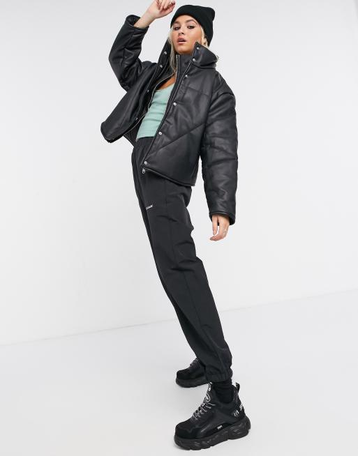 COLLUSION double layered PU puffer jacket in black | ASOS