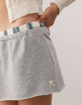 Collusion Double Waistband Drawstring Skirt-gray In Gray
