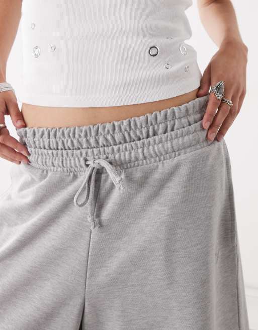 COLLUSION double waistband longline jogger short in grey marl, 5 of 5