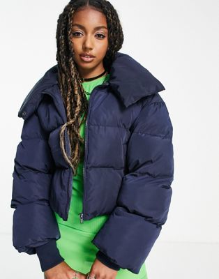 COLLUSION oversized wadded puffer jacket in navy - ASOS Price Checker