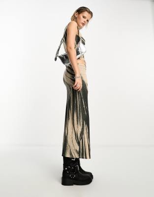COLLUSION drape print maxi skirt in multi (part of a set)