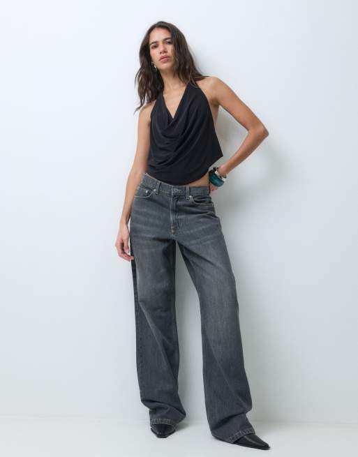 COLLUSION drapey cowl neck top in black, 2 of 5