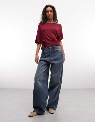 Collusion Drapey Off Shoulder In Red