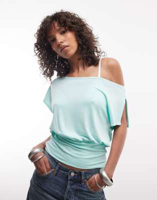 Collusion Drapey Off Shoulder Top In Blue