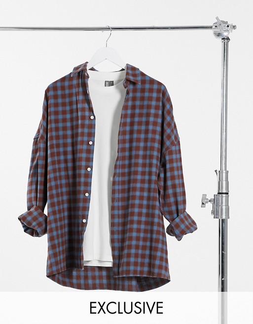 COLLUSION drop shoulder oversized shirt in red check