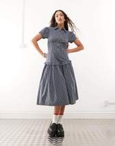 Miss Selfridge - Vestito camicia a righe con volant stile western