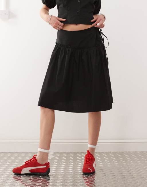 COLLUSION drop waist poplin skirt in black - part of a set