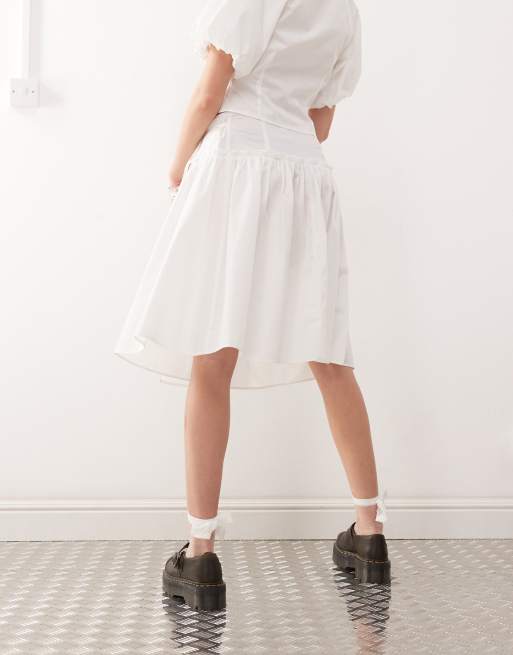 COLLUSION drop waist poplin skirt in white (part of a set)
