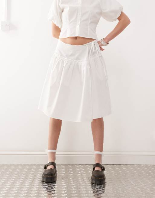 COLLUSION drop waist poplin skirt in white (part of a set)