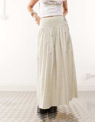 Collusion Drop Waist Print Maxi Skirt In White