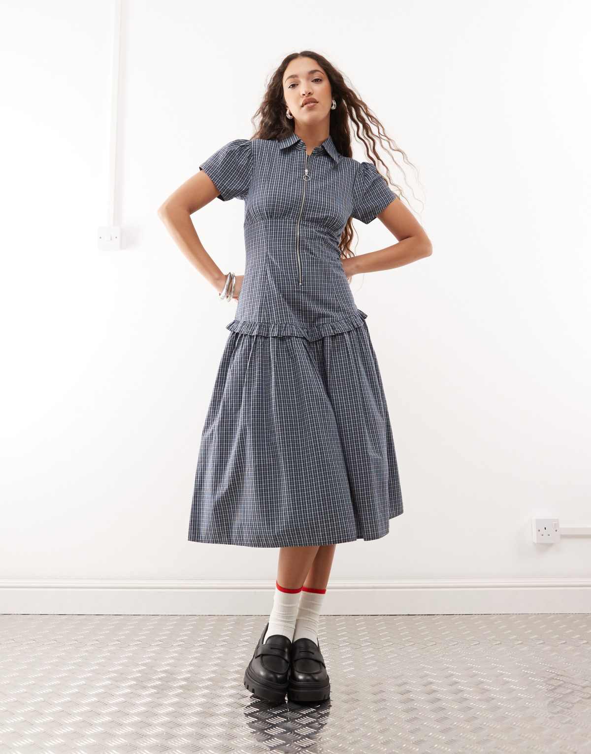 COLLUSION drop waist shirt dress