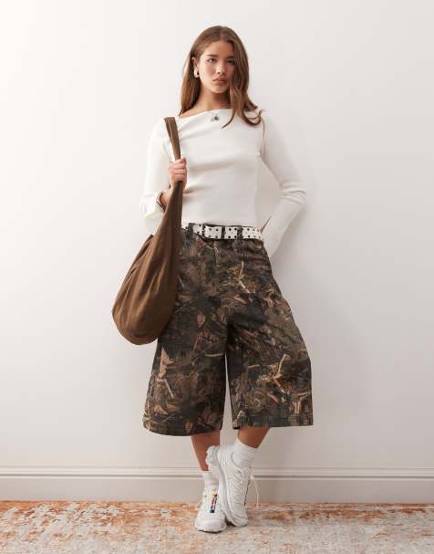 COLLUSION knitted slash neck long sleeve top in ecru