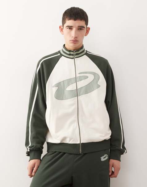 COLLUSION Ecru and green boxy track jacket co-ord - view 1