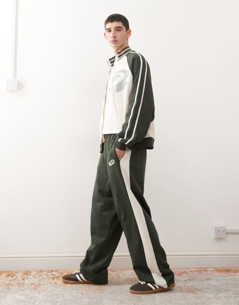 COLLUSION Ecru and green track joggers co-ord