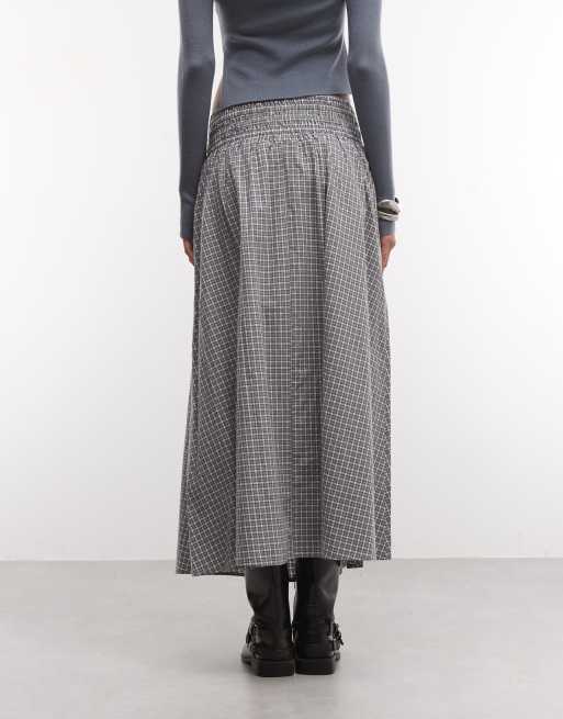 COLLUSION elasticated waist maxi skirt in gray check, 4 of 5